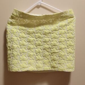 J. Crew Textured Floral Skirt in Yellow and Cream